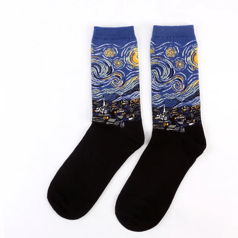 Горячая Прямая поставка осень зима ретро женские новые художественные Ван Гог Фреска всемирно известная серия масляной живописи женские носки забавные носки