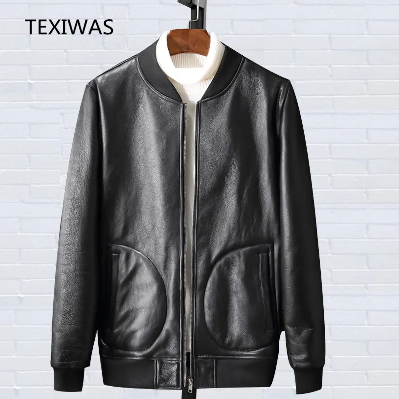 

Shearling Genuine Leather Jacket Outerwear tops Warm plus size One Fur Sheepskin Leather Jacket men Thicken Coat men