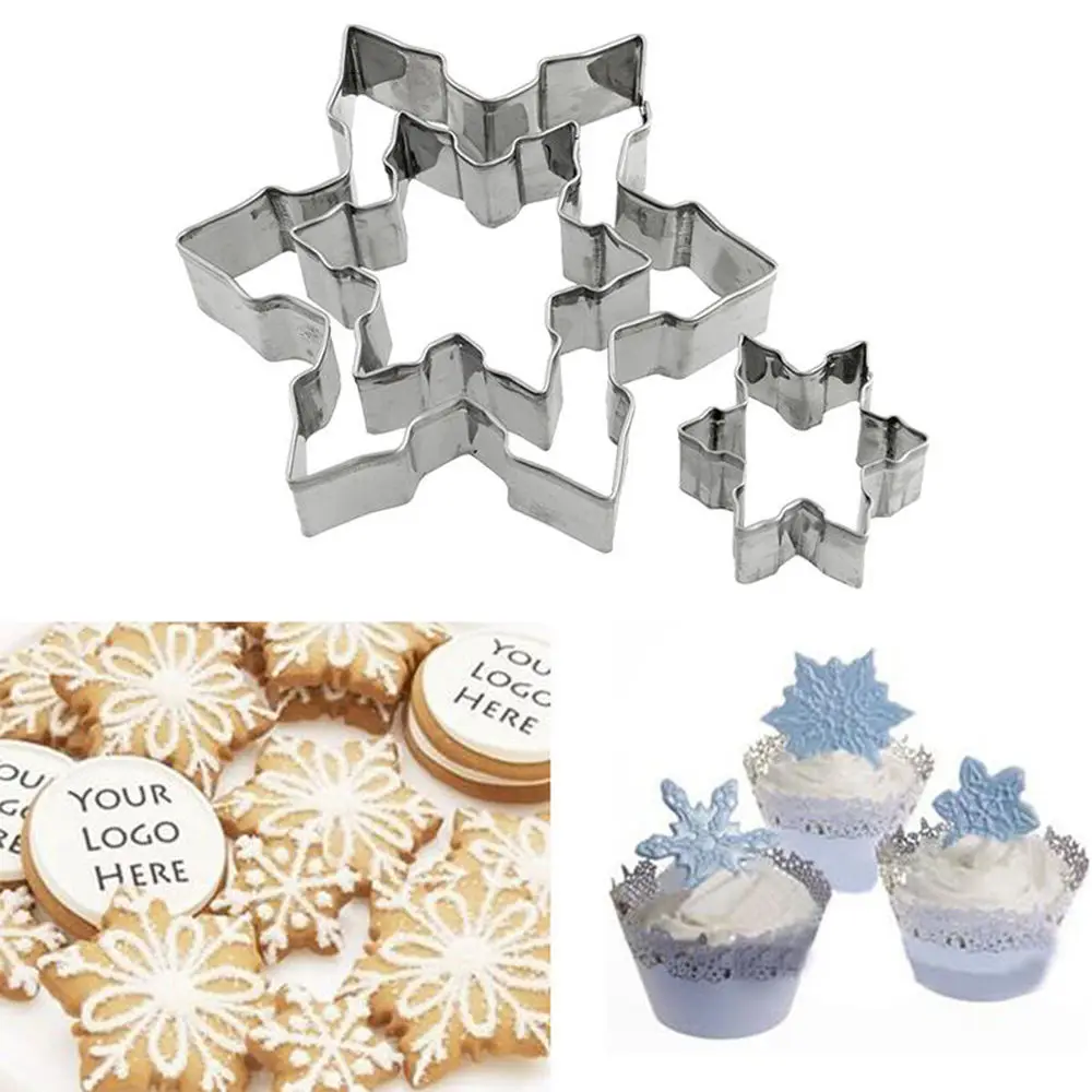 

3 pcs/Lot Snowflake Shape Cookie Cutter Stainless Steel Snow Form Cookie Molds DIY Fondant Cake Decoration Mould