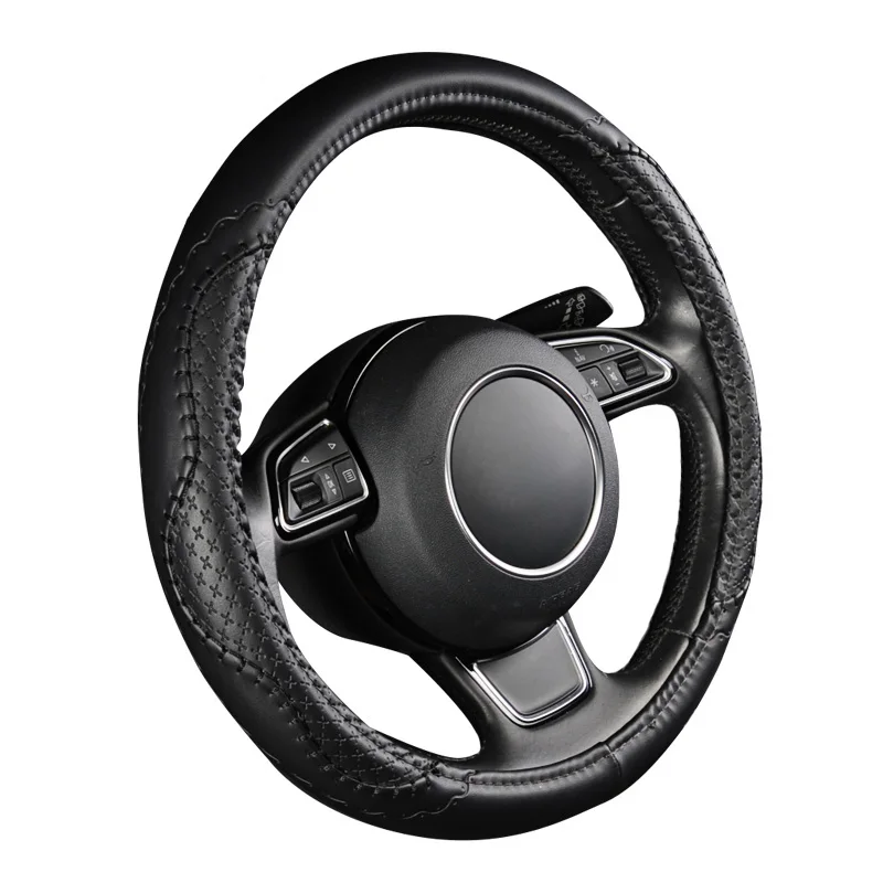 

AUTOYOUTH Car Steering Wheel Cover 38CM Universal Fit M Size 15" Steering Wheel Automobile Steering Wheel Accessory PU Leather