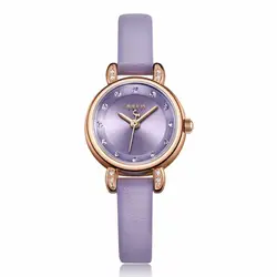 Новый небольшой мини Для женщин часы Miyota кварцевых часов тонкой моды женщина часы браслет из натуральной кожи для девочек подарок на день