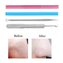 2 шт. Pro лица пятно от акне прыщи белая головка удаления угрей экстрактор из нержавеющей стали пинцет акне иглы инструменты для чистки лица