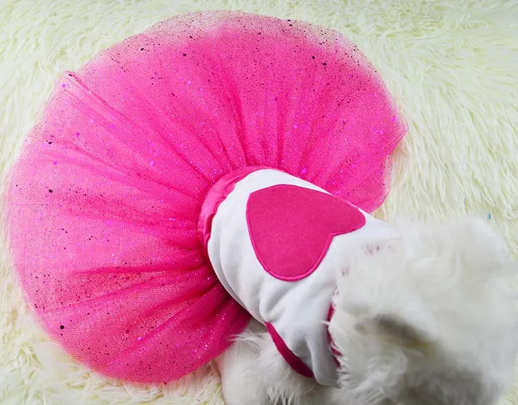 Newly Sexy Tulle Puppy Dog Cat Clothes Red Heart Cat Dress Skirt Wedding Dresses Pet Dog Apparel in Spring and Summer Wholesale XS-XXL4