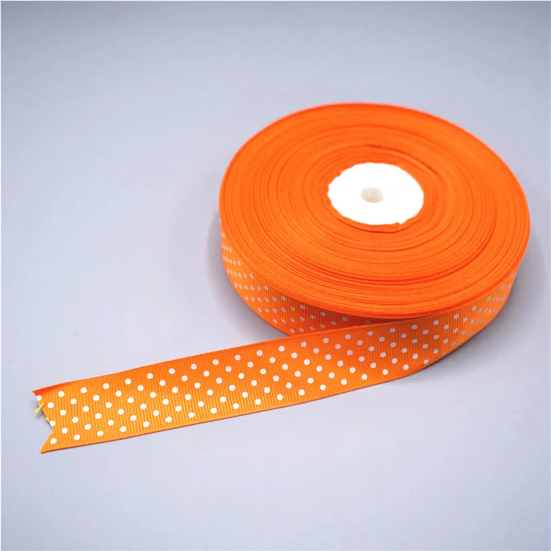 5 ярдов/партия в горошек Ткань в рубчик лента 2,5 см Ширина Атлас для подарка посылка упаковки для производства комплектующих для шитья с кружевными лентами - Цвет: Orange