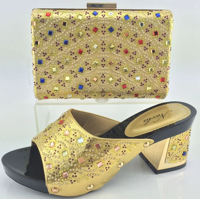 Top Quality font b Women b font Sandal Fashion Italian Shoes With Matching Bags Set For