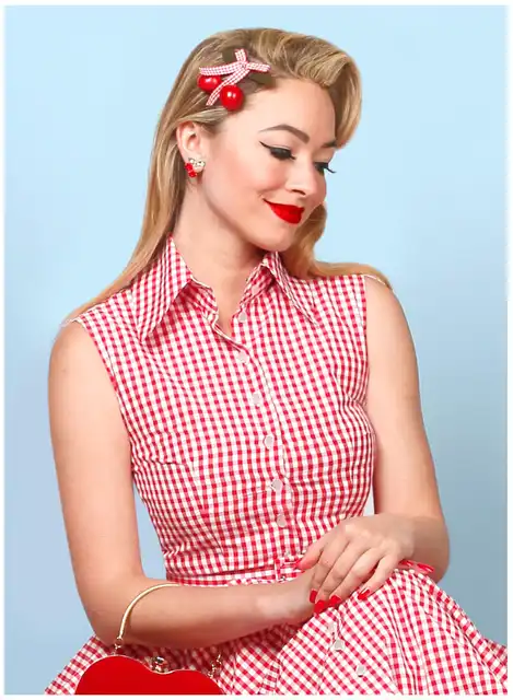 Robe chemise swing vichy pour femmes vintage annees 50 style campagnard rockabilly pin up debardeur grande taille ete 30