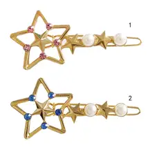 Стразы полые пентаграмма звезда заколки для волос боковая челка заколки Японские Женские милые полированные металлические заколки для волос цветные