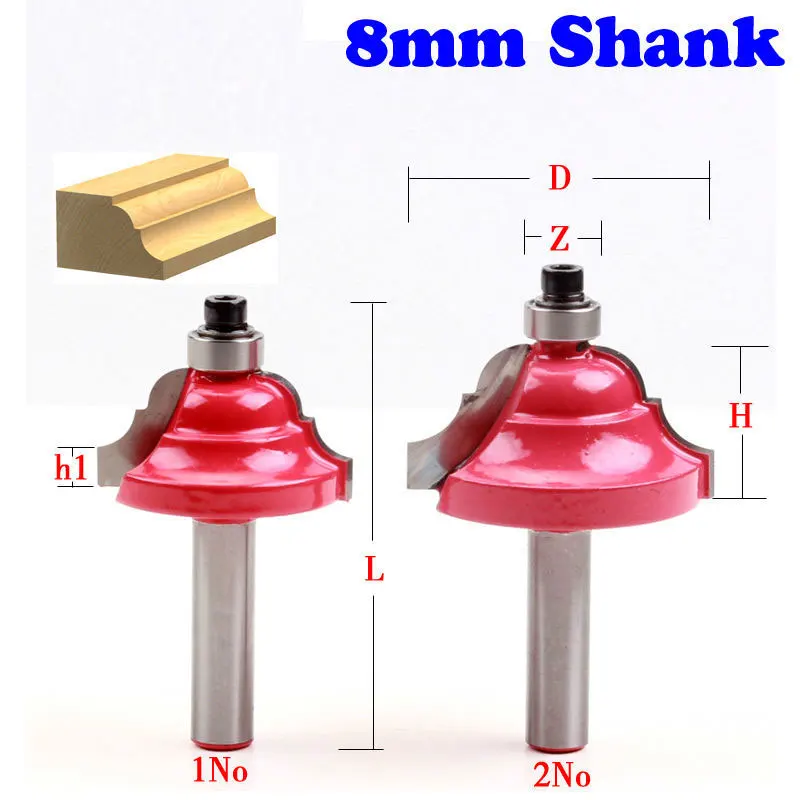 1pc High Quality Double Roman Ogee Edging Router Bit Large 8mm shank