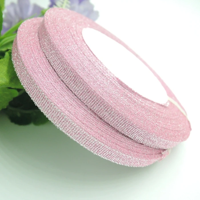 5 rolls pink width glitter ribbon gift packing belt wedding party
