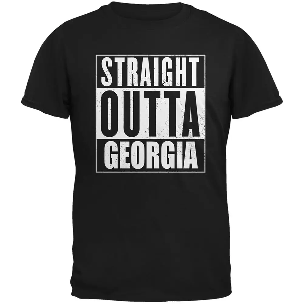 Straight Outta Грузии черный взрослая футболка | Мужская одежда