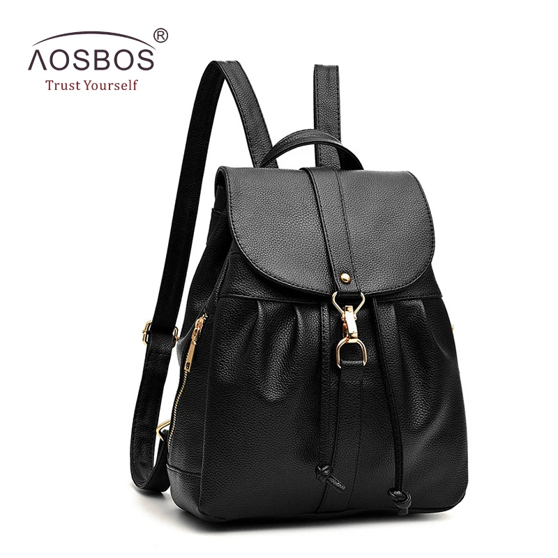 

Fashion Women PU Leather Backpacks Female Drawstring Solid Shoulder Bags Brand Designer Hasp Backpack with Side Zipper for Girls