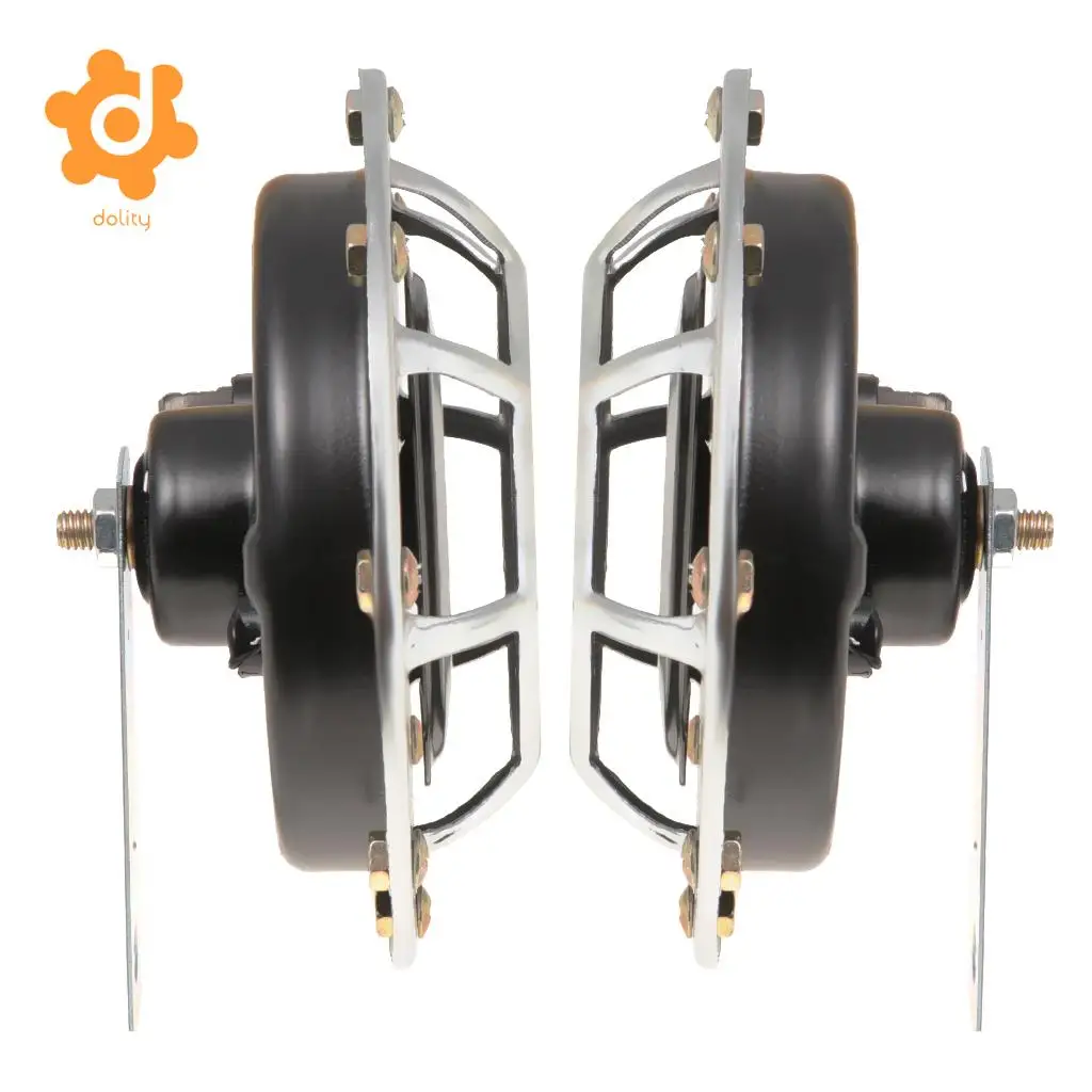 dolity 2 Pieces 12V Auto High Bass Basin Type Loudspeaker Signal Alarm  silver