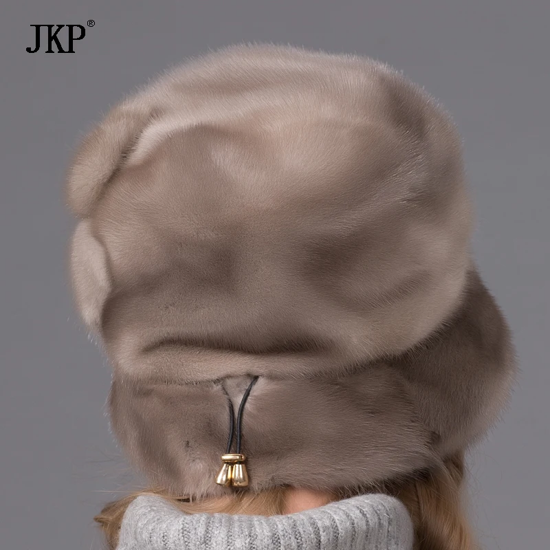 Женская шапка из натурального меха норки теплая зимняя коричневого меха|fashion hat|hat