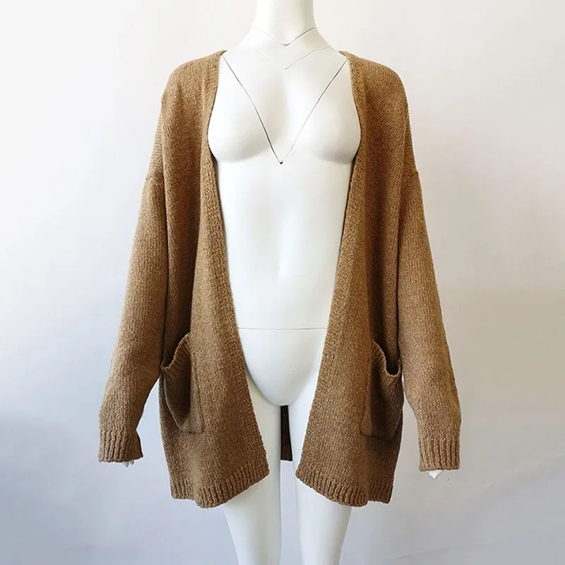 WQJGR Cardigan Sweater Women 2018 Autumn And Winter Oversized Sweater Loose Coat Long Sleeve Knitting 5XL