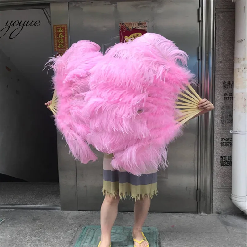 Новое поступление! Высокое качество розовый большой страусиное перо веер украшает Хэллоуин вечерние для танцоров живота DIY 12 перо веер