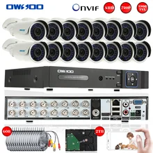 OWSOO Full 720 P AHD 16CH HDMI цифровой видеорегистратор Onvif комплект 2 T HDD 1500TVL наружная камера видеонаблюдения система 16*720 P IR CCTV Камера