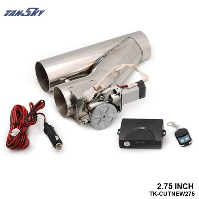 2.75" Stainless Steel Motorized Electric Exhaust Cutoff Bypass Valve Cutout+Remote TK CUTNEW275