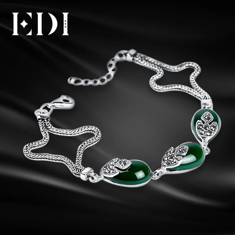 

EDI Women 925 Sterling Silver Flowers Bohemian Bracelet & Bangles Anklet For Women In Feet Jewelry Green Garnet Ruby Leg Jewelry