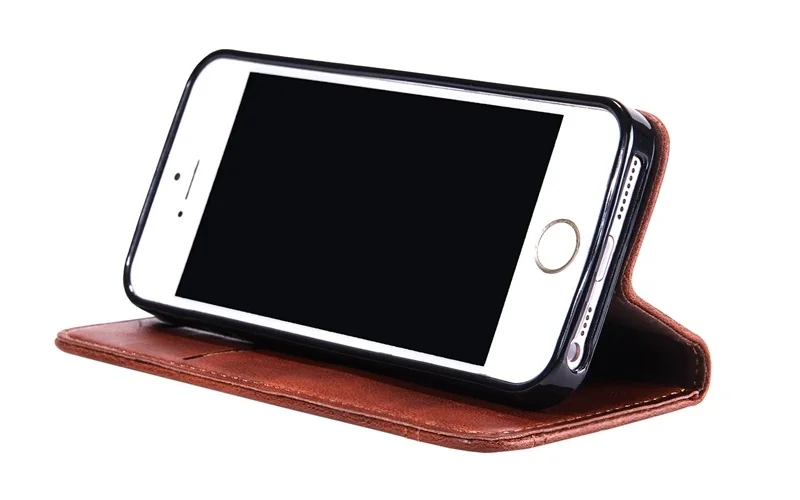 dark brown genuine leather flip case for iPhone 5 5s se cover luxury card wallet phone case