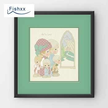 

Fishxx Cross Stitch 14CT Kit European style children's bedroom paintings H130 Family together to enjoy the landscape painting