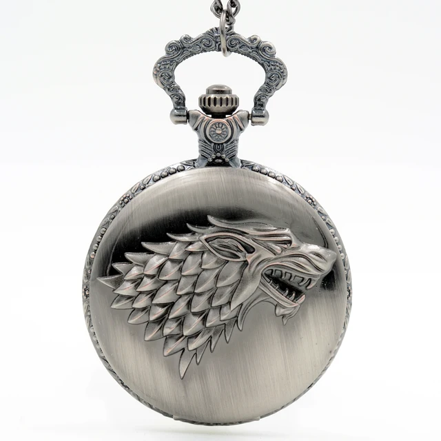 Silver Gray Winter is coming Winterfell:House Starks Family emblem Wolf Quartz P Silver Gray Winter is coming Winterfell:House Starks Family emblem Wolf Quartz P