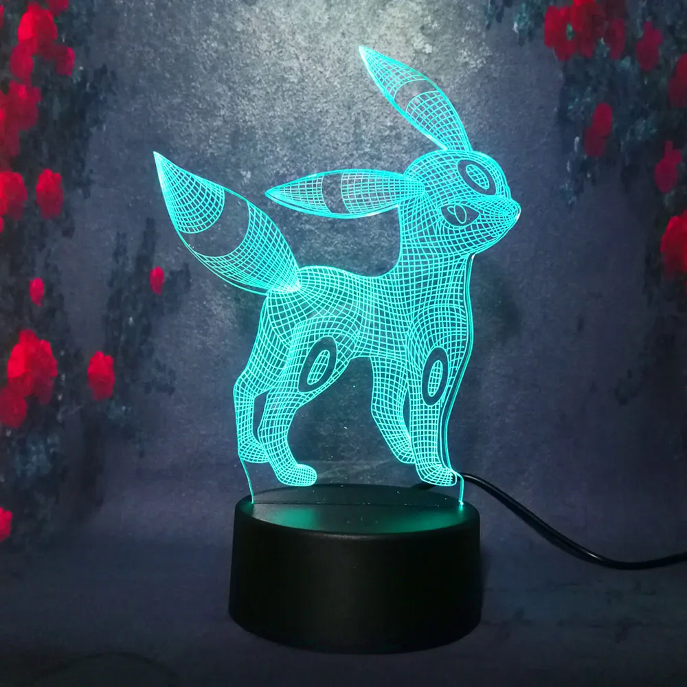 Милый 3D ночник Pokemon Umbreon 7 цветов светодиодный светильник USB для детей