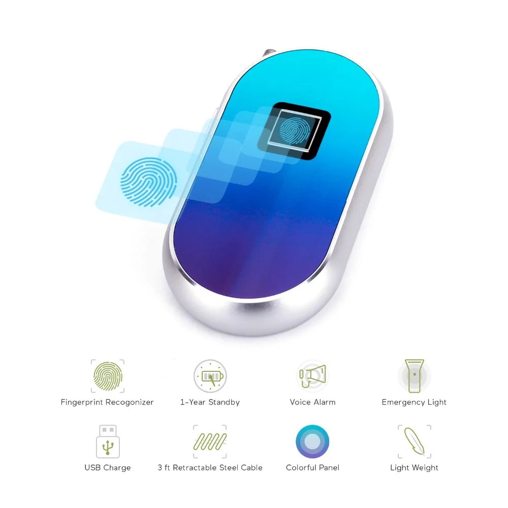 Fingerprint Lock Smart Biometric Lock Keyless Padlock 85db Loud alarm