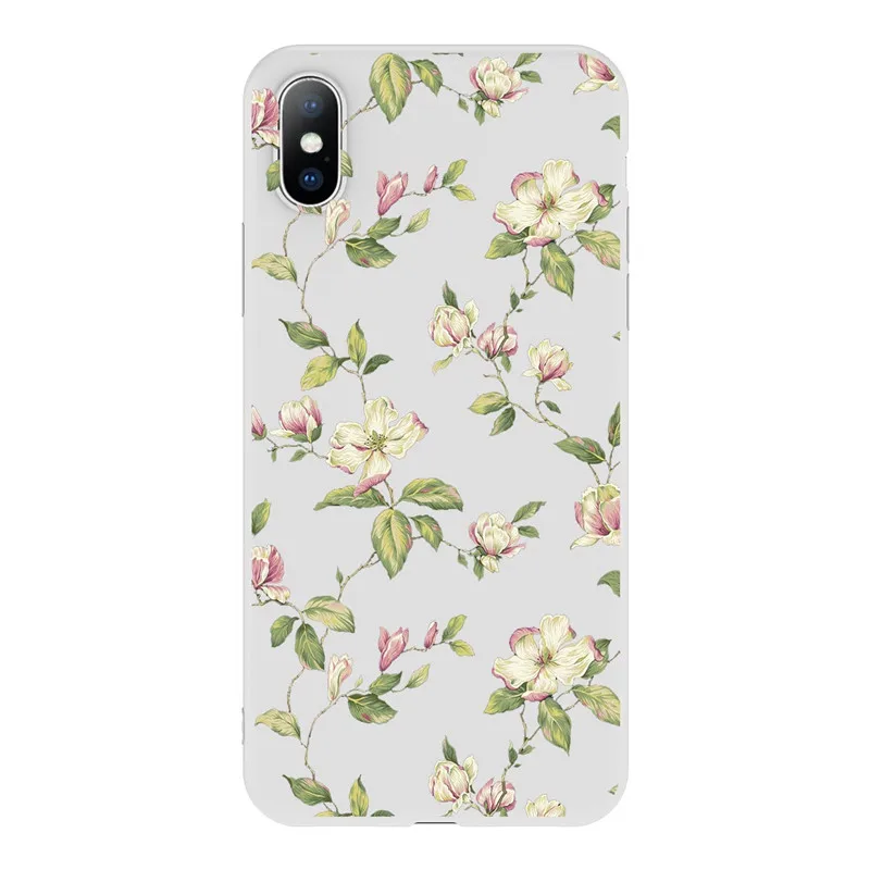 Lovebay чехол для телефона для iPhone 11, 6, 6 s, 7, 8 Plus, X, XR, XS, 11Pro, Max, 5, 5S, милый цветок розы, мягкий ТПУ чехол для iPhone X - Цвет: Белый