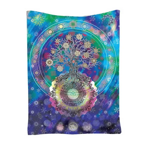 Дерево МАНДАЛА ГОБЕЛЕН синий индийский настенный Мандала одеяло квадратный хиппи настенный гобелен снег гобелен бохо мандала тапиз - Цвет: 1