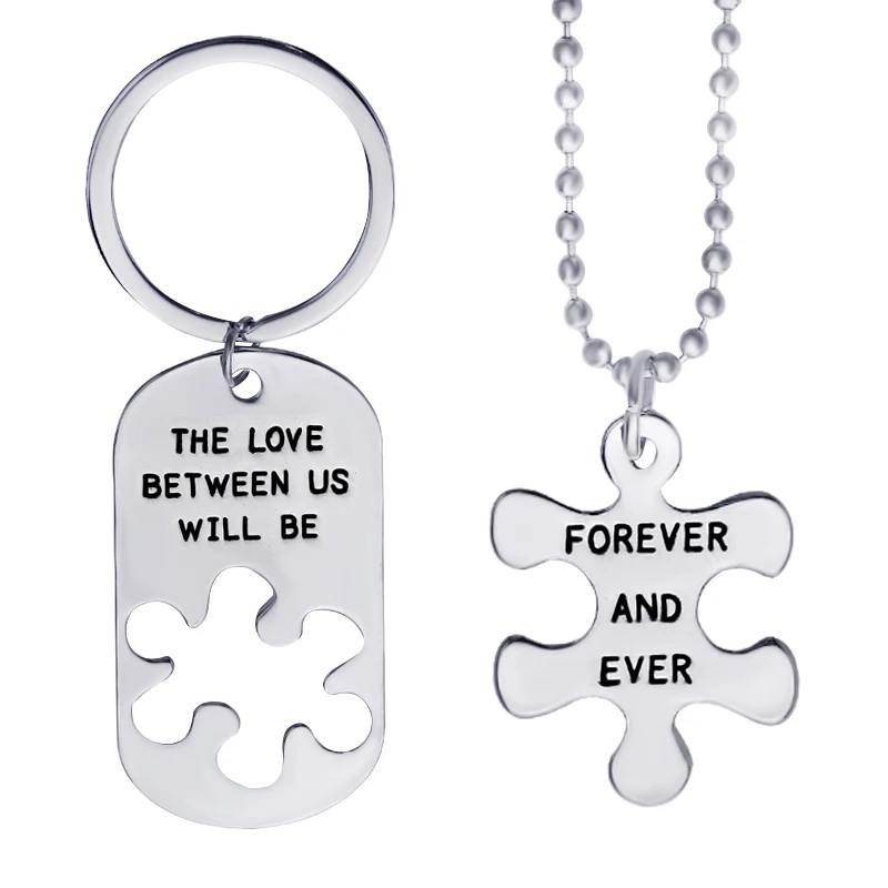 Image Family Series Necklaces Pendants Dog Tag Letter The love between us will be forever and ever Long Necklace Link Chain bijoux