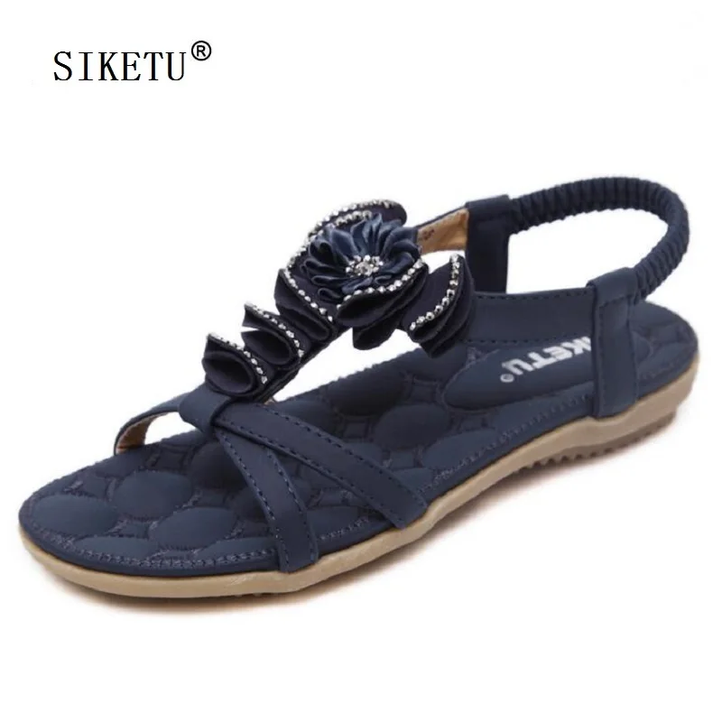 

SIKETU Fashion Flat Women Shoes 2019 New Style Sandals Women Big Size 35-41 Flower Sandals Ladies Khaki Shoes For Summer