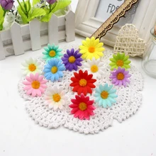 10pcs Small Silk Sunflower Handmake Artificial Flower Head Wedding Decoration DIY Wreath Gift Box Scrapbooking Craft Fake Flower