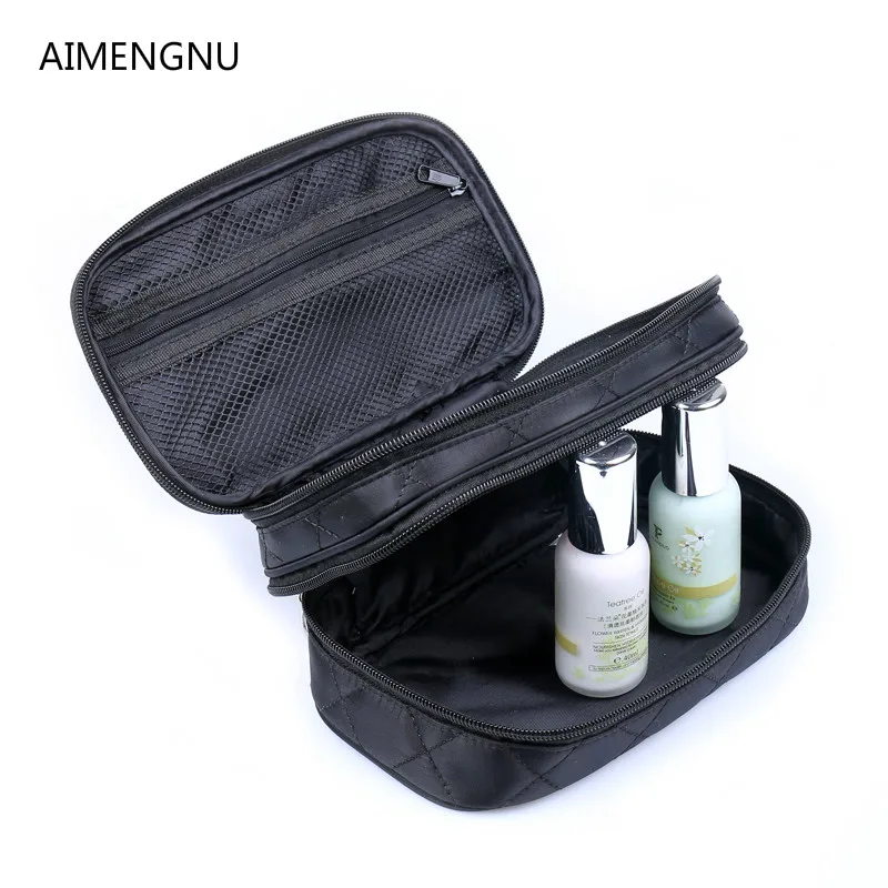 Двойной слой косметики сумка для макияжа Путешествия прозрачная косметичка Органайзер портативный мешок для мытья
