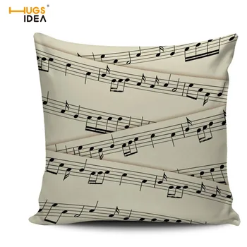 

HUGSIDEA Sheet Music Pattern Cushion Covers Throw Pillow Case Cotton Linen Square Beige Sofa Home Decorative Pillowcase 45*45 cm