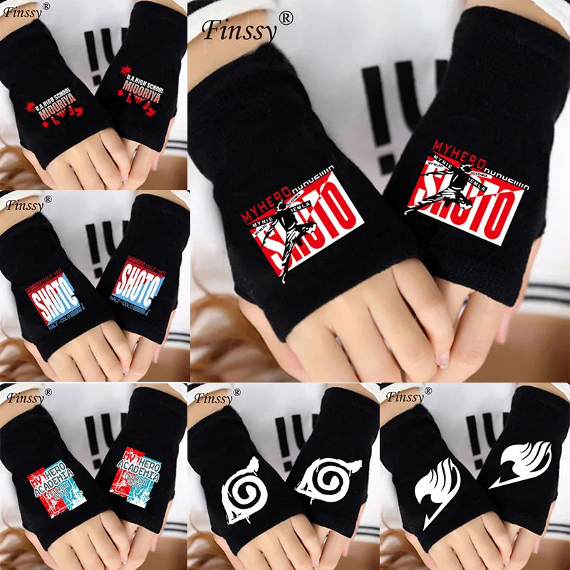 

Anime My Hero Academia Fairy Tail Badge Naruto icon Warm winter Fingerless Gloves cosplay Costumes Accessories Gift