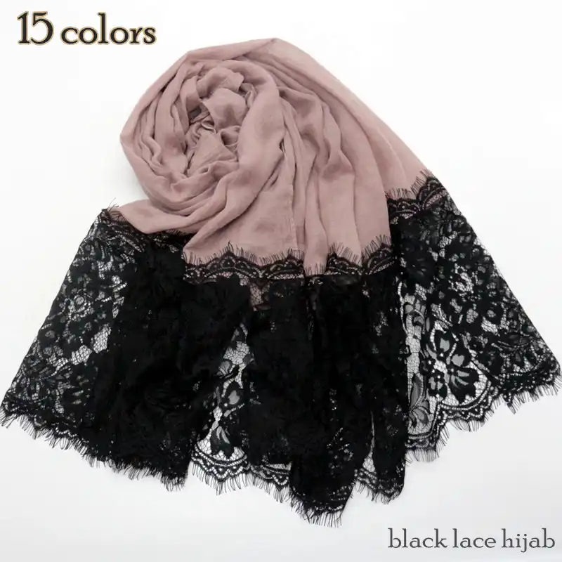 Pearl Hijab Plain WITH SIDE BORDER LACE PEARL Maxi Scarf