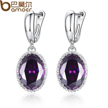 2016 BAMOER Luxury Big Green Stone Drop Earrings for Women Earrings Jewelry Engagement Accessories Gift YIE105-VT