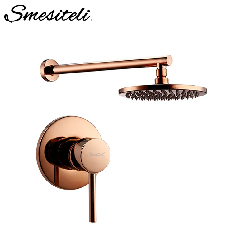 #^Special Price Rose Gold Bathroom Solid Brass Shower Diverter Valve Faucet Set With 8-12 Inch Round Shower Head Bathroom Wall Shower Parts #^Special Price Rose Gold Bathroom Solid Brass Shower Diverter Valve Faucet Set With 8-12 Inch Round Shower Head Bathroom Wall Shower Parts