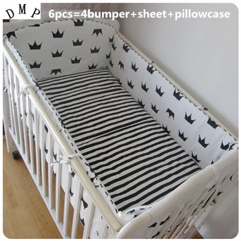 

Promotion! 6PCS baby bedding baby crib set cribs for baby bedding bumper (bumpers+sheet+pillow cover)
