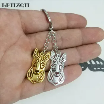 

LPHZQH Fashion Trendy Puppy Dog Car Key Chain Bull Terrier Girls Women Bag Charm Pendant Accessories Keyring Jewelery Steampunk