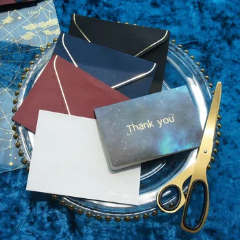 

25pcs Night Sky Gold Thank You Card Envelope As Greeting Card Wedding Birthday Party Invitation DIY Decor Gift Card