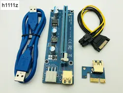 10 шт. Золотой VER009S PCI Express PCIE переходная карта pci-e карта 009 s Molex 6Pin SATA 1X 16X USB3.0 удлинитель адаптер светодиодный для Майнинг Биткойн