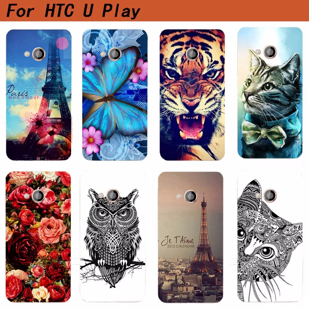 Для HTC U Play чехол Чехол 2017 новая мода Сделай Сам УФ картина цветной тигр филин Роза