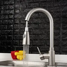 Xueqin Nickel Brushed Kitchen Basin Sink Water Faucet Tap Pull Out Spray Mixer Tap All Copper Faucet With 2 Inlet Hoses