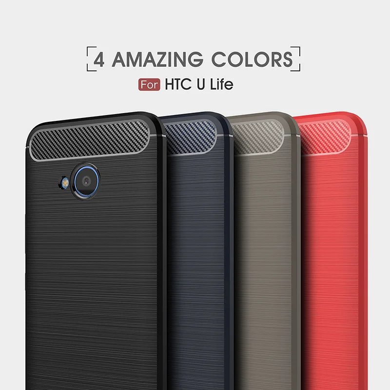 

1Pcs Luxury Mobile Phone Cases for HTC U Life Silicone Drop Protection Gel carbon fiber Soft Shell