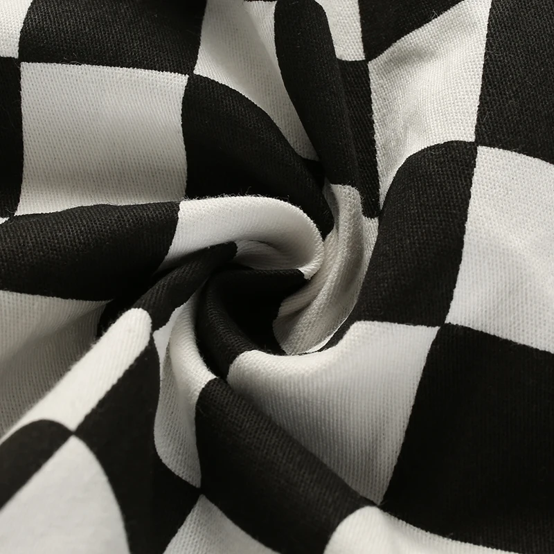 15Sweetown Korean Fashion Checkerboard Pleated Skirts Womens Sashes High Waist Zipper Cotton Short Skirt Woman Summer 2018 Skirts