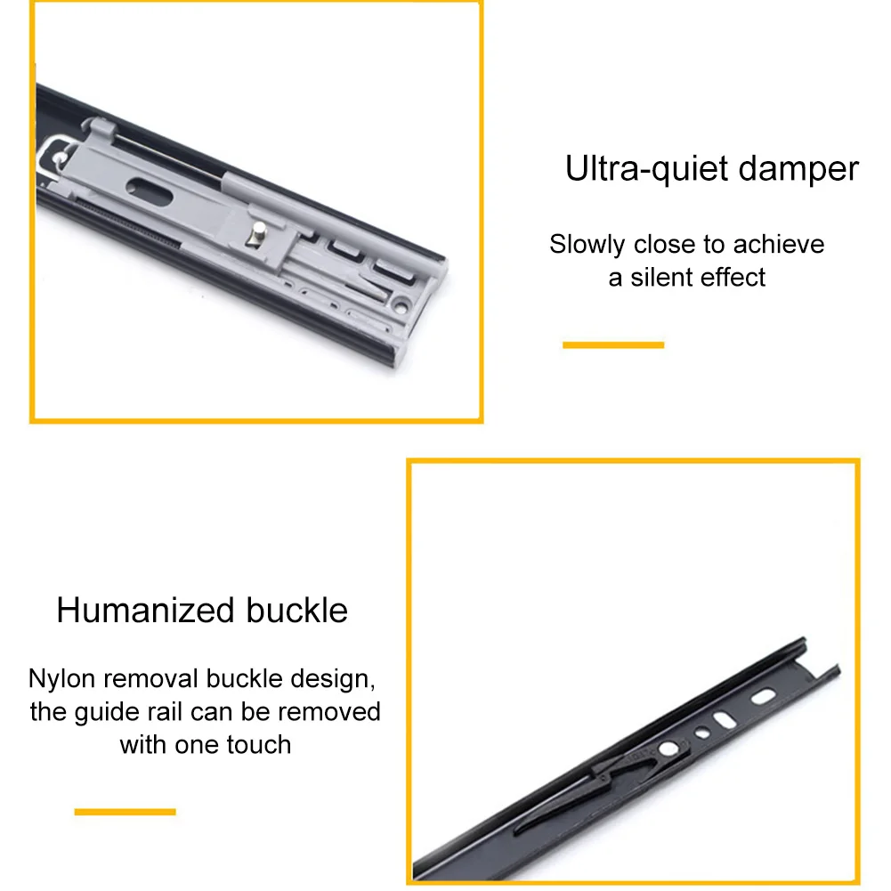 

2 Pcs Ball Bearing Side Mount Drawer Slides Mute Soft Close Rail Rack Hardware QJS Shop