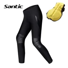 Santic Для мужчин Велоспорт зимние длинные брюки флис теплый 4D мягкий дорога горный велосипед брюки ПУ кожа ветрозащитный велосипедные штаны