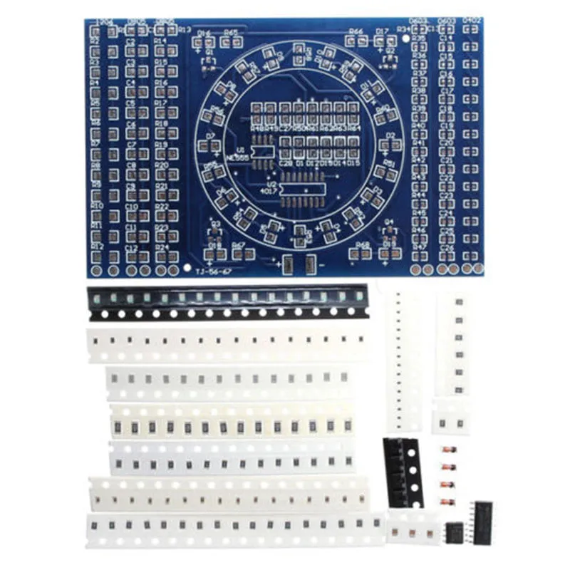 Suq CD4017 вращающийся светодиодный SMD NE555 паяльная доска DIY Kit Fanny Skill тренировочный