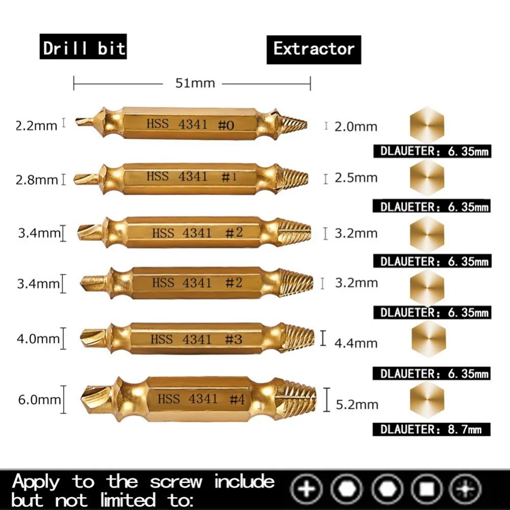 6 Pcs Screw Remover Damaged Screwdriver Set Broken Bolt Screw Remover Screw Deburrer 6 Pcs Screw Remover Damaged Screwdriver Set Broken Bolt Screw Remover Screw Deburrer